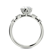 Monique Pear Cut Hidden Halo Side Stones 4 Prong Claw Set Engagement Ring Setting - Nivetta